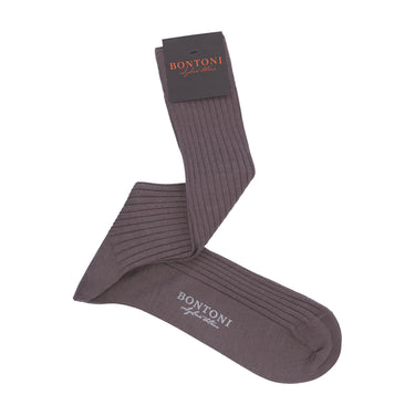 Calcetines de mezcla de seda y cachemira acanalados en gris lila