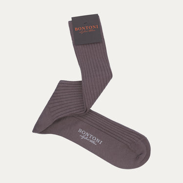 Ribbed Cashmere and Silk-Blend Socks in Lilac Grey