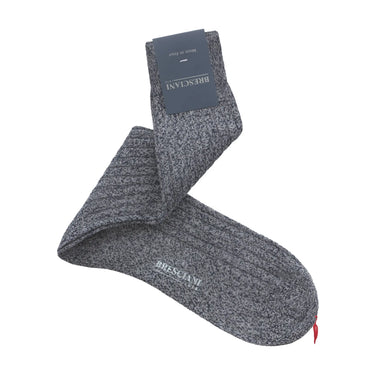 Ribbed Cotton Socks in Black and White Melange