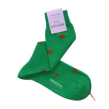 Basketball Printed Long Socks in Green