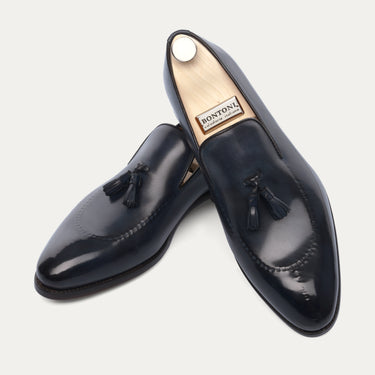 Mocasín con borlas "Magnifico Reverse" en azul marino