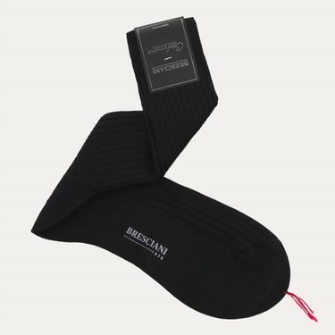 Bresciani Ribbed Cashmere and Silk-Blend Socks in Black - SARTALE