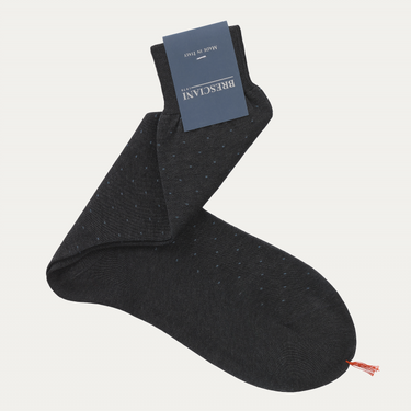Bresciani Polka Dot Cotton Socks in Anthracite - SARTALE