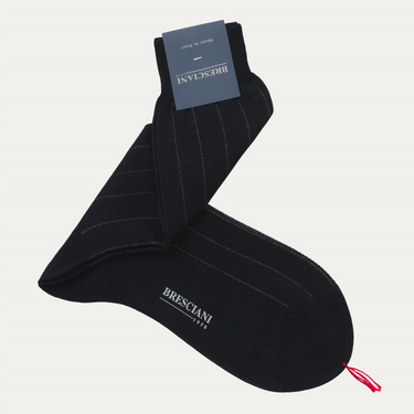 Bresciani Striped Cotton Socks in Dark Blue - SARTALE