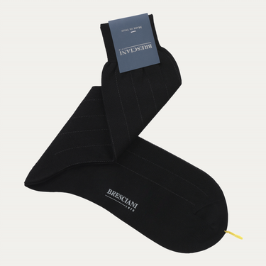 Bresciani Striped Cotton Socks in Black - SARTALE