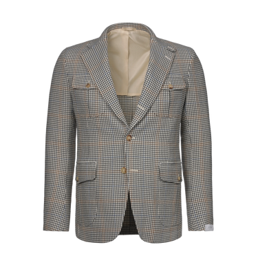 Single-Breasted Wool-Linen Jacket in Multicolor