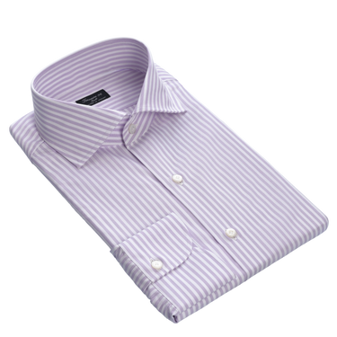 Striped Cotton Shirt in Purple and White