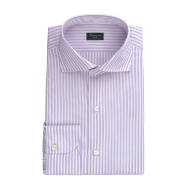 Striped Cotton Shirt in Purple and White