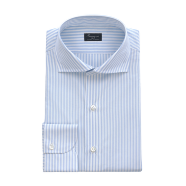Striped Cotton Shirt in Light Blue and White