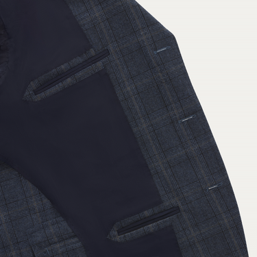 De Petrillo Single-Breasted Glencheck Virgin Wool Suit in Blue. Exclusively Made for Sartale - SARTALE
