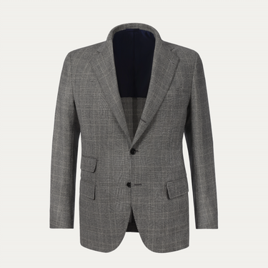 De Petrillo Single-Breasted Prince of Wales Virgin Wool Suit in Grey. Exclusively Made for Sartale - SARTALE