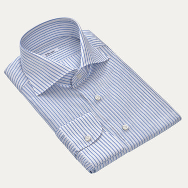 Classic Cotton Shirt in White and Light Blue
