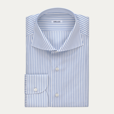 Classic Cotton Shirt in White and Light Blue