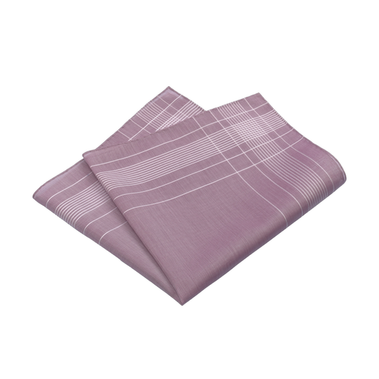 Cotton Pocket Square in Purple and White