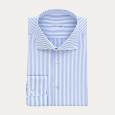 Striped Cotton Shirt in Light Blue and White