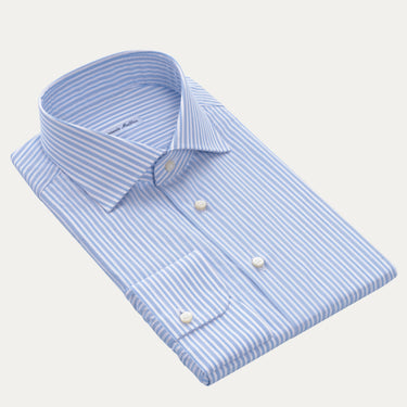 Striped Cotton Shirt in Light Blue and White