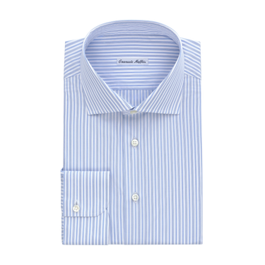 Striped Cotton Shirt in Light Blue and White