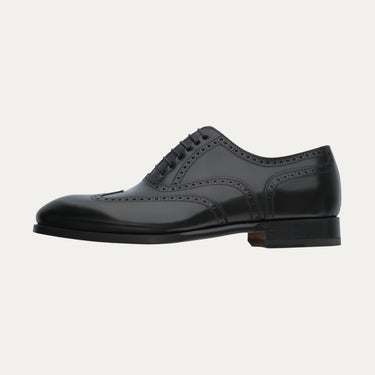 Opposite side view of Bontoni Libertino no Fiore Oxford in black, highlighting sleek silhouette and artisanal brogue work for Sartale footwear.