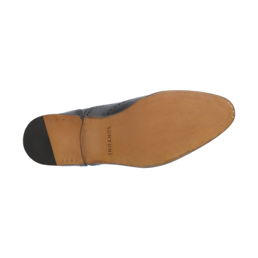 Sole view of Bontoni Libertino no Fiore Oxford shoe in black, featuring leather outsole with Bontoni branding, crafted for Sartale's luxury shoe line.