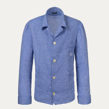 Linen Fabric Pyjamas in Light Blue