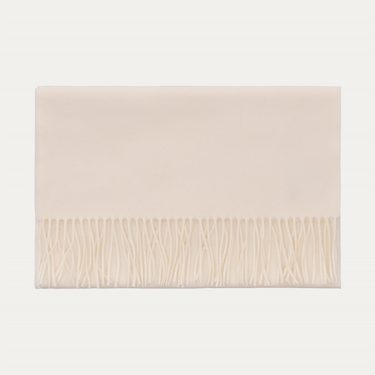 Piacenza Cashmere Fringed Cashmere Scarf in Champagne White - SARTALE