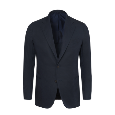 Single-Breasted Cotton Jacket in Dark Blue