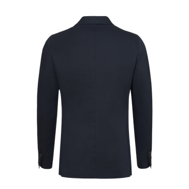 Single-Breasted Cotton Jacket in Dark Blue