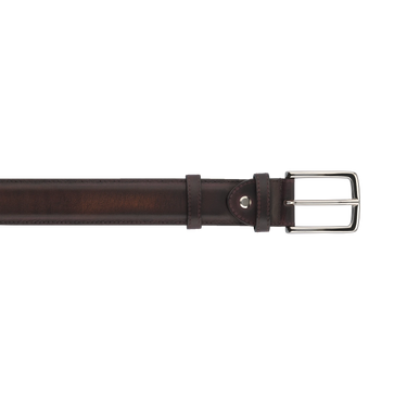 Calfskin Leather Belt in Aubergine Brown
