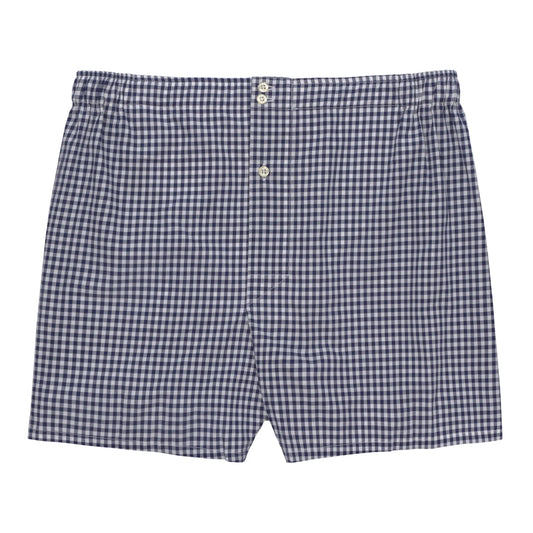 Checked Boxer Shorts in White and Blue
