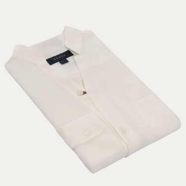 Sease Linen Henley Shirt in White - SARTALE