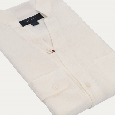 Sease Linen Henley Shirt in White - SARTALE