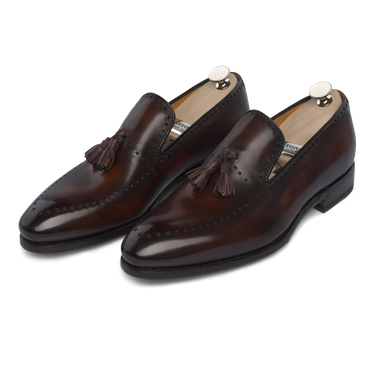"Sallustio max" Loafer with hand-made Tassels in Aubergine Brown