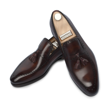 "Sallustio max" Loafer with hand-made Tassels in Aubergine Brown