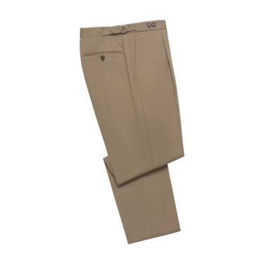 Tailored flat-front Cotton Trousers in Taupe. Exclusively made for Sartale