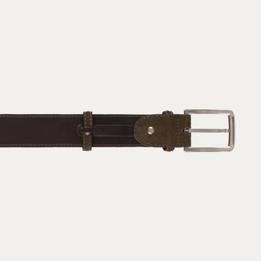 Bontoni Suede Leather Belt in Olive Green - SARTALE