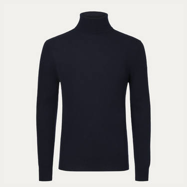 Wool and Cashmere Turtleneck in Dark Blue