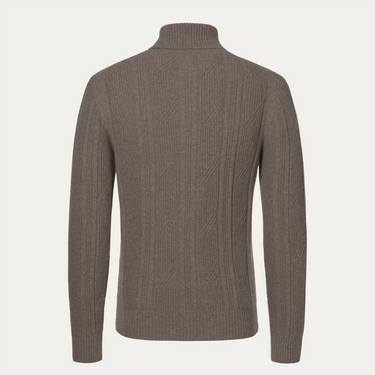 Wool and Cashmere Crew Neck Sweater in Brown Melange