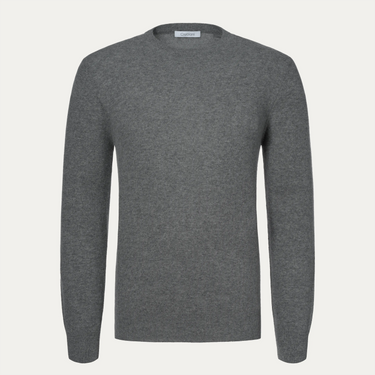 Wool and Cashmere Crew Neck Sweater in Grey Melange