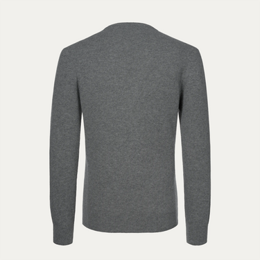 Wool and Cashmere Crew Neck Sweater in Grey Melange