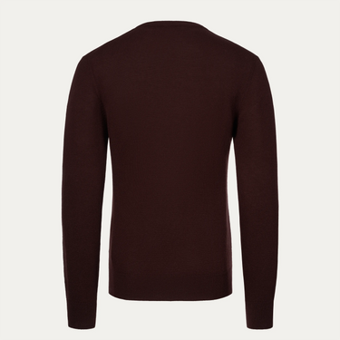 Wool and Cashmere Crew Neck Sweater in Burgundy