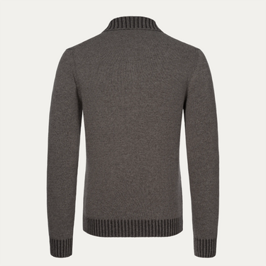 Wool and Cashmere Half-Zip Sweater in Taupe Melange