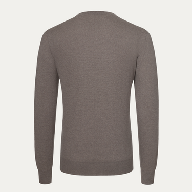 Jersey de cuello redondo de lana en marrón roble mixto