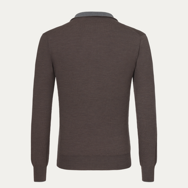 Wool Half-Zip Sweater in Grey Violet Melange