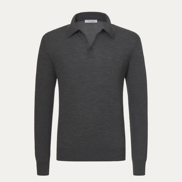 Polo de lana en gris oscuro jaspeado