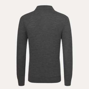 Polo de lana en gris oscuro jaspeado