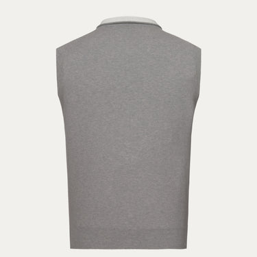 Cotton Polo Gilet in Grey Melange