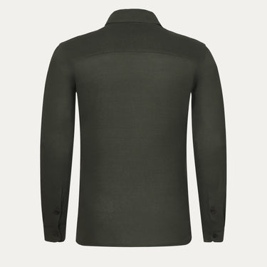 Camisa de algodón con bolsillos de parche en verde jaspeado
