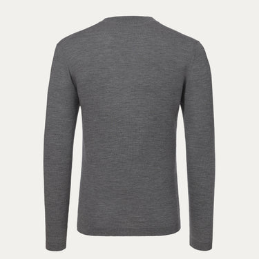 Wool Crew-Neck Sweater in Medium Grey Melange