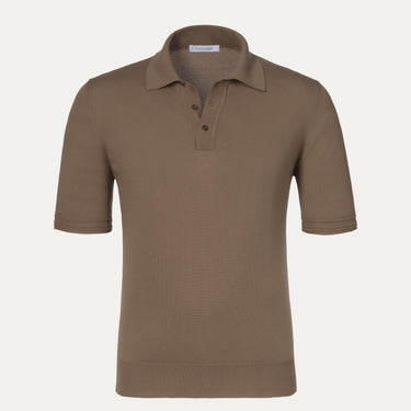 Cruciani Cotton Polo Shirt in Brown with short sleeves and ribbed hem, ideal for SS25 menswear collections at SARTALE.