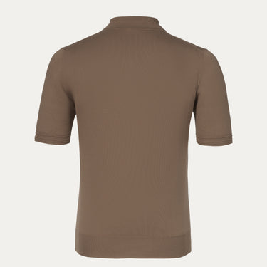 Back view of Cruciani Cotton Polo Shirt in Brown, showcasing seamless knit and tailored fit for spring/summer 2025 fashion.